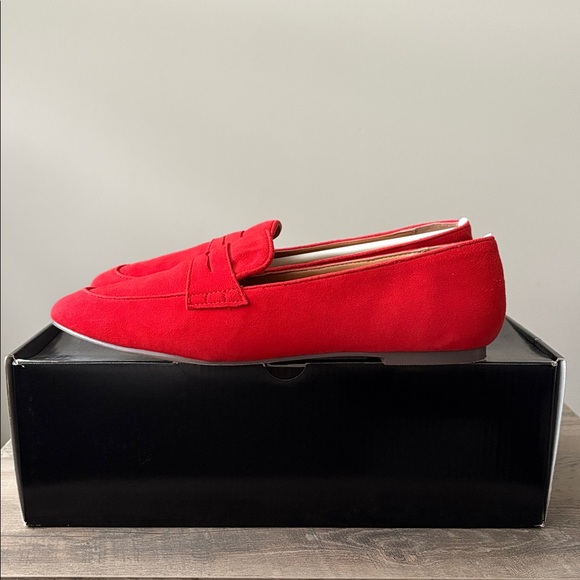 J. Crew Factory Red Suede Penny Loafers - Picture 6 of 6